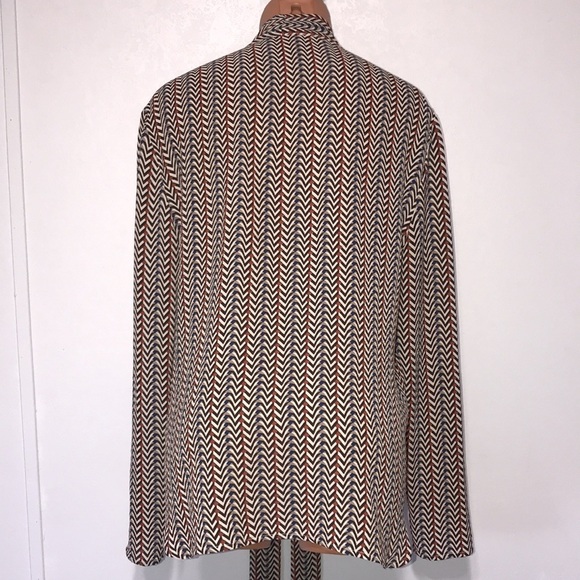 Jenn Zig Zag Neck Tie Long Sleeve Top Brown Size EU 40 - Picture 2 of 4